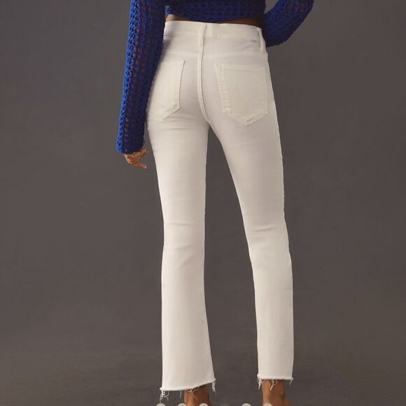 New MOTHER The Insider Crop Step Fray Jeans Cream Puff Size 26 - Picture 7 of 16